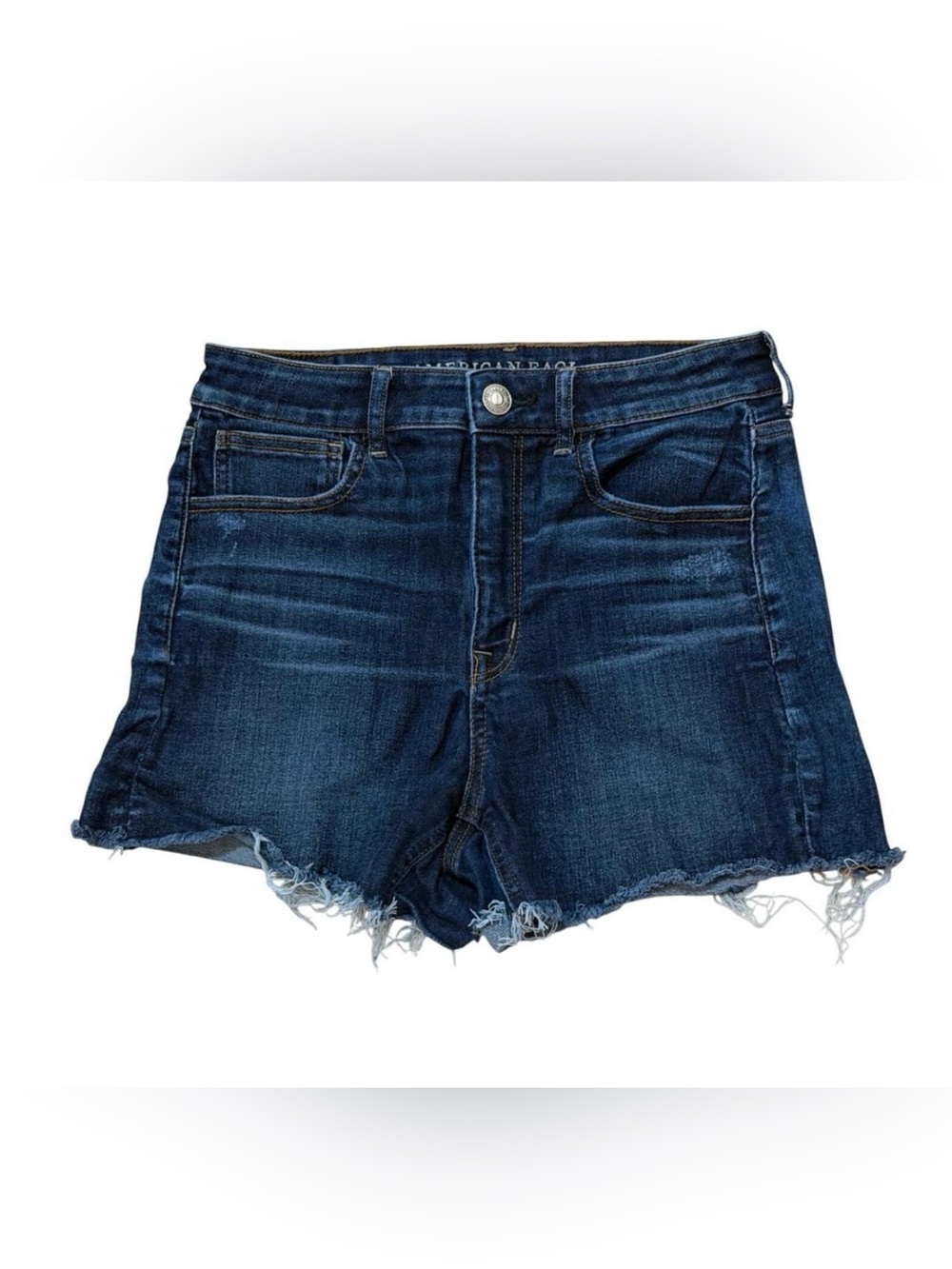 American Eagle Outfitters Dark Blue Distressed Denim High Rise Shorts
